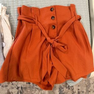 Gorgeous burnt orange paper bag shorts